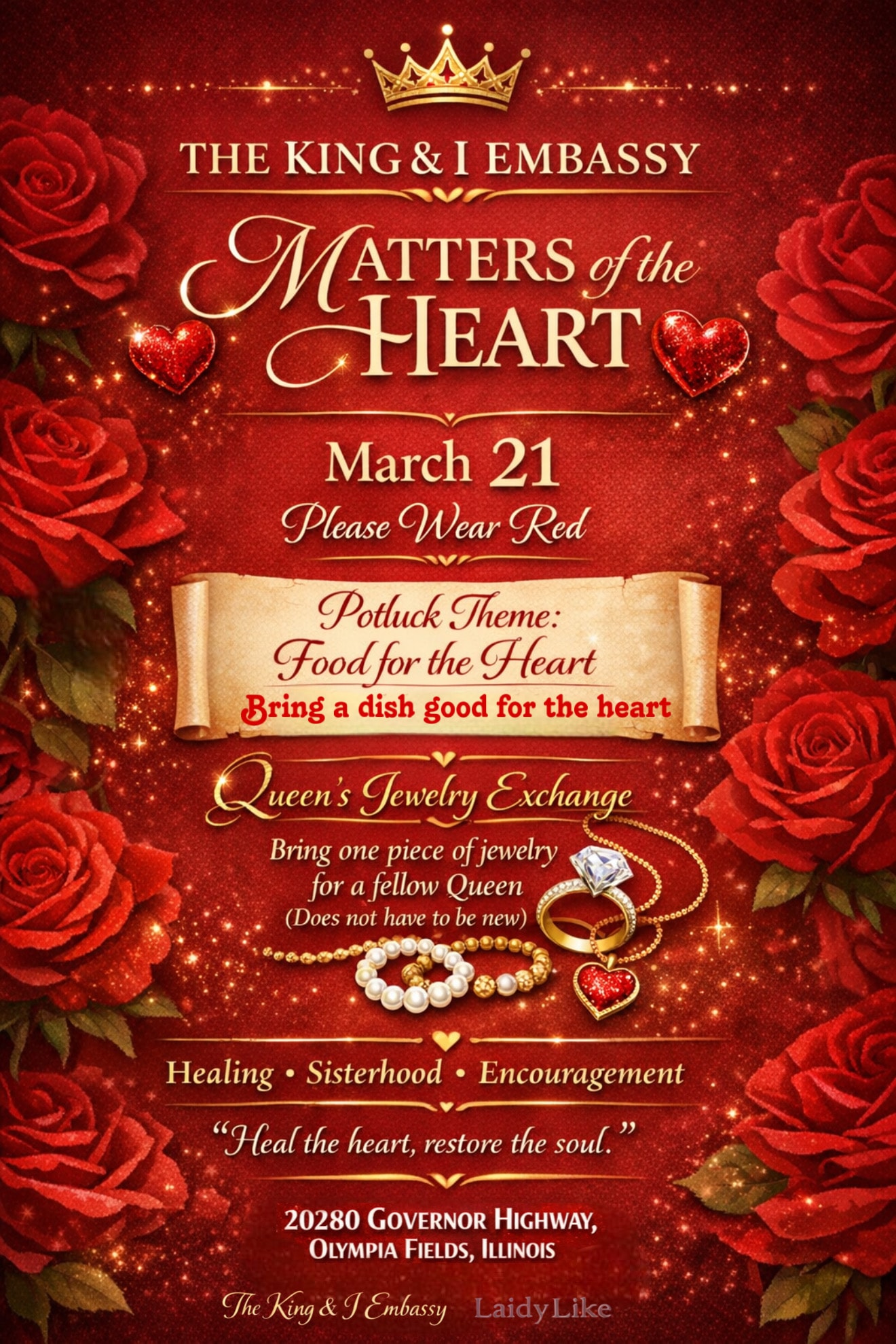 Matters of the Heart — March 21 potluck event